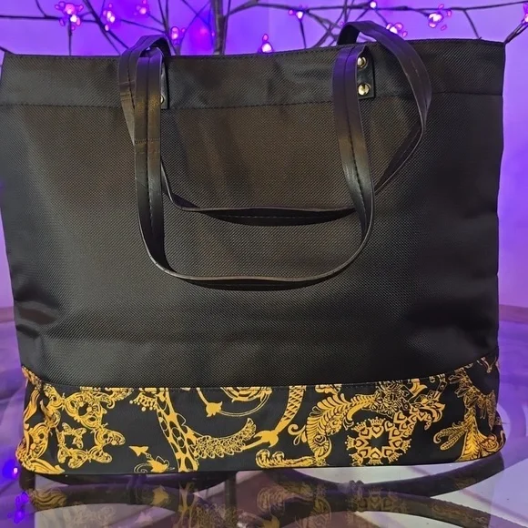 Versace Parfums Black and Gold Weekender Tote with Coinbag - Picture 2 of 5